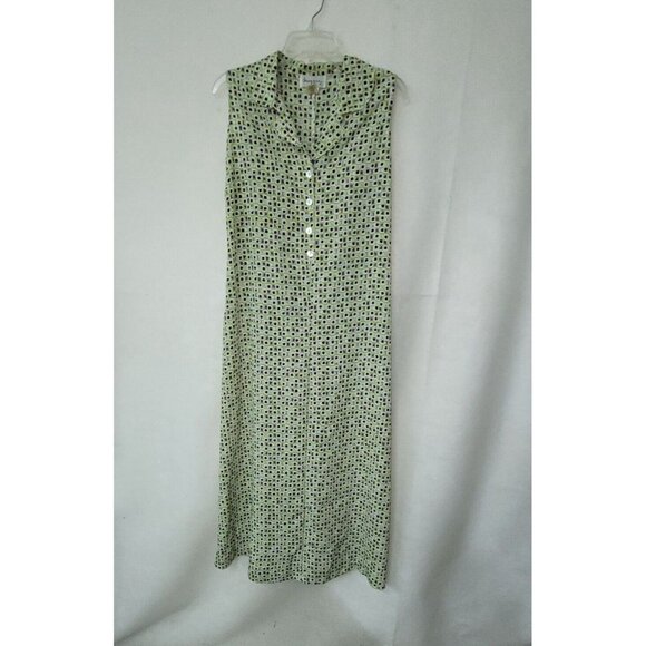 Maggie Dress Women‎ 12 Green Geometric Print Sleeveless Popover Tie Back Maxi - Picture 1 of 8